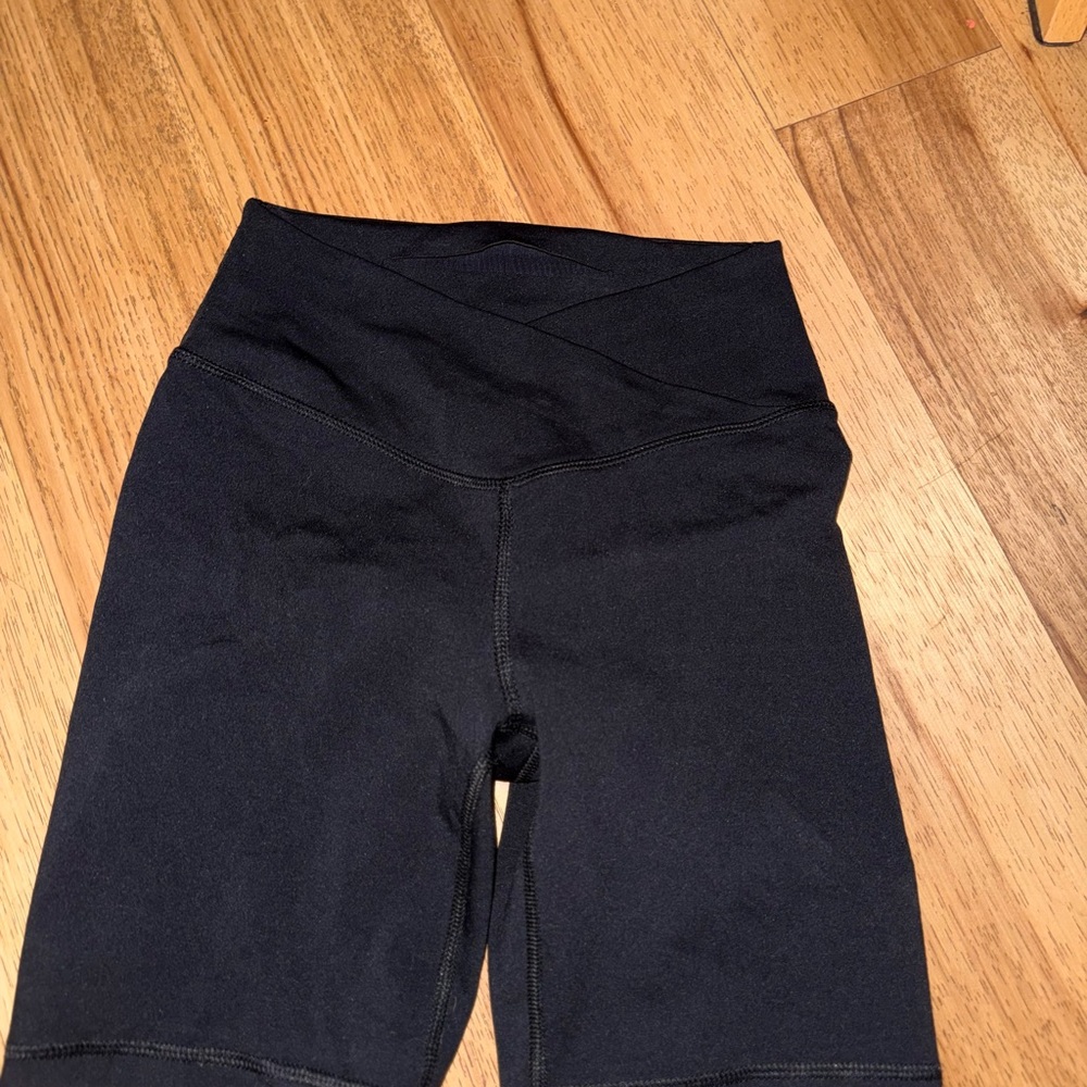 Mono B Black High-Waist Bike Shorts with Crossover Waistband